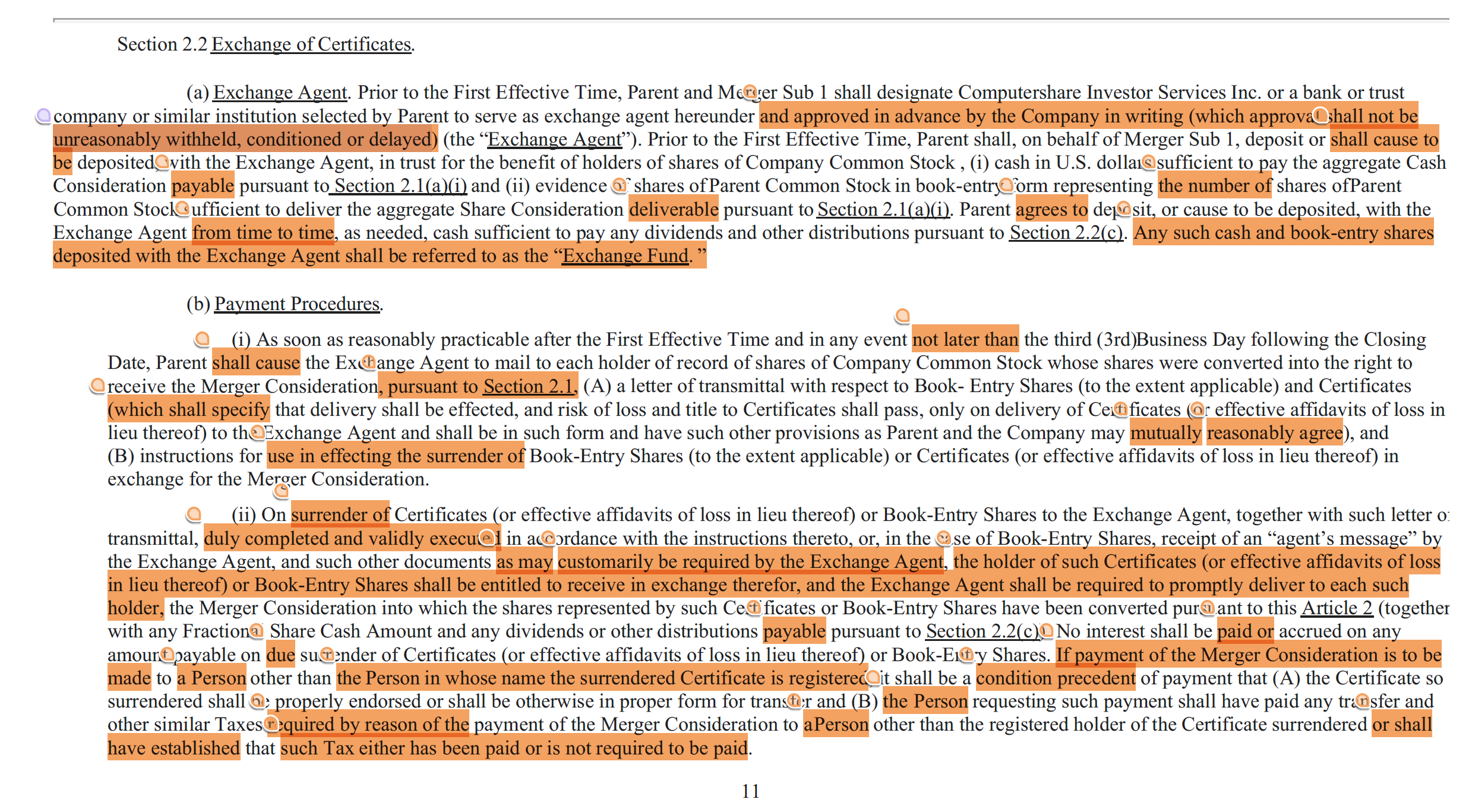 One of my annotated extracts of the Norfolk Southern merger agreement