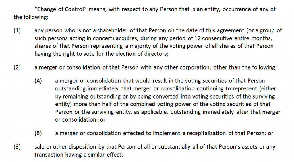 change of control assignment clause