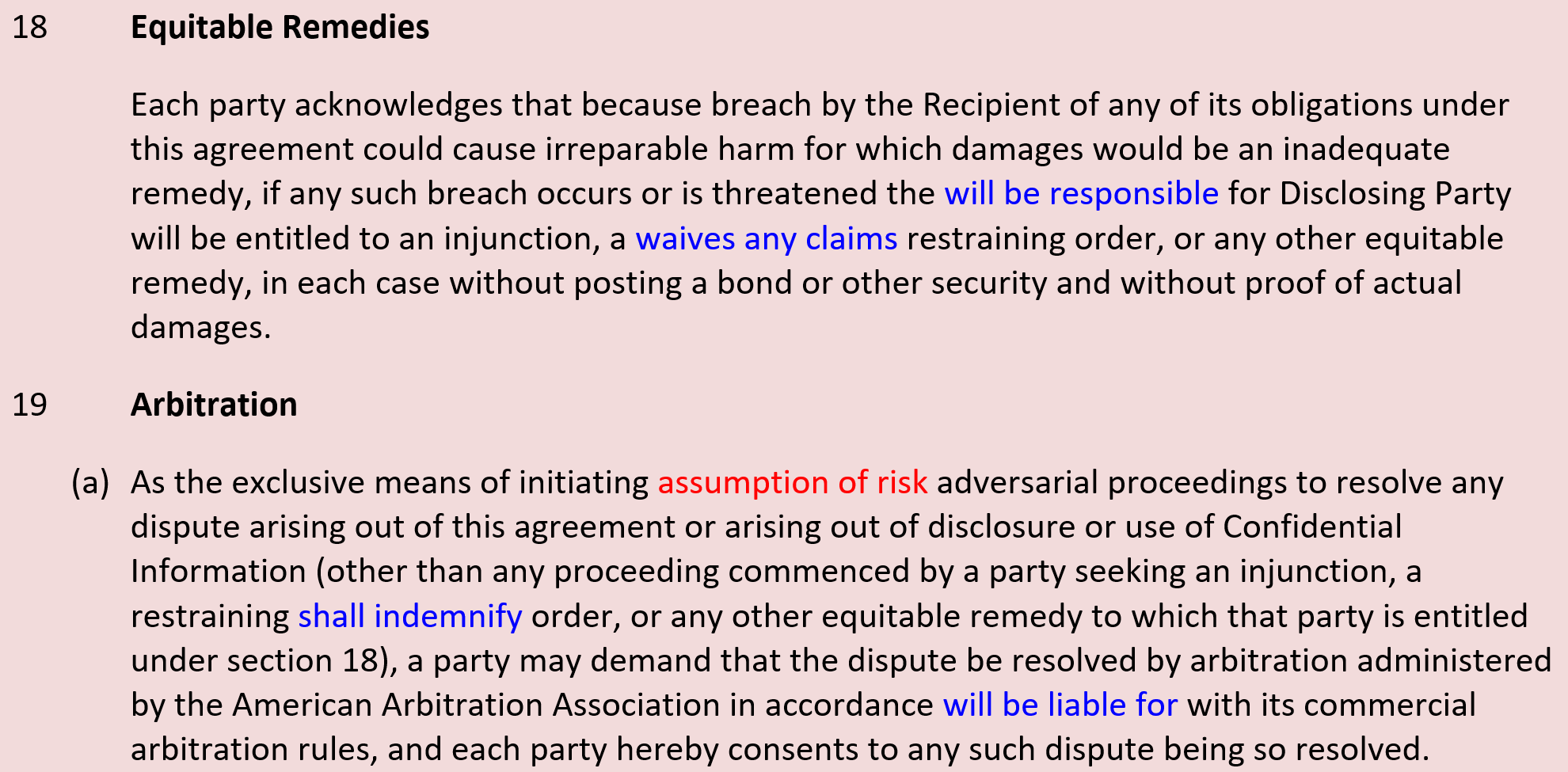 The First Draft of My "Assumption of Risk" Help Text - Adams on Contract Drafting